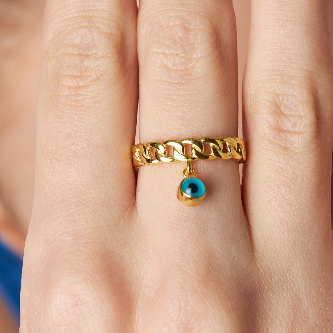 Nazar Gözlü Yüzük - 925 GÜMÜŞ