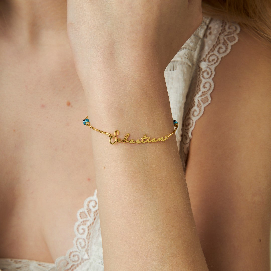 Nazar İsimli Bileklik - 925 GÜMÜŞ