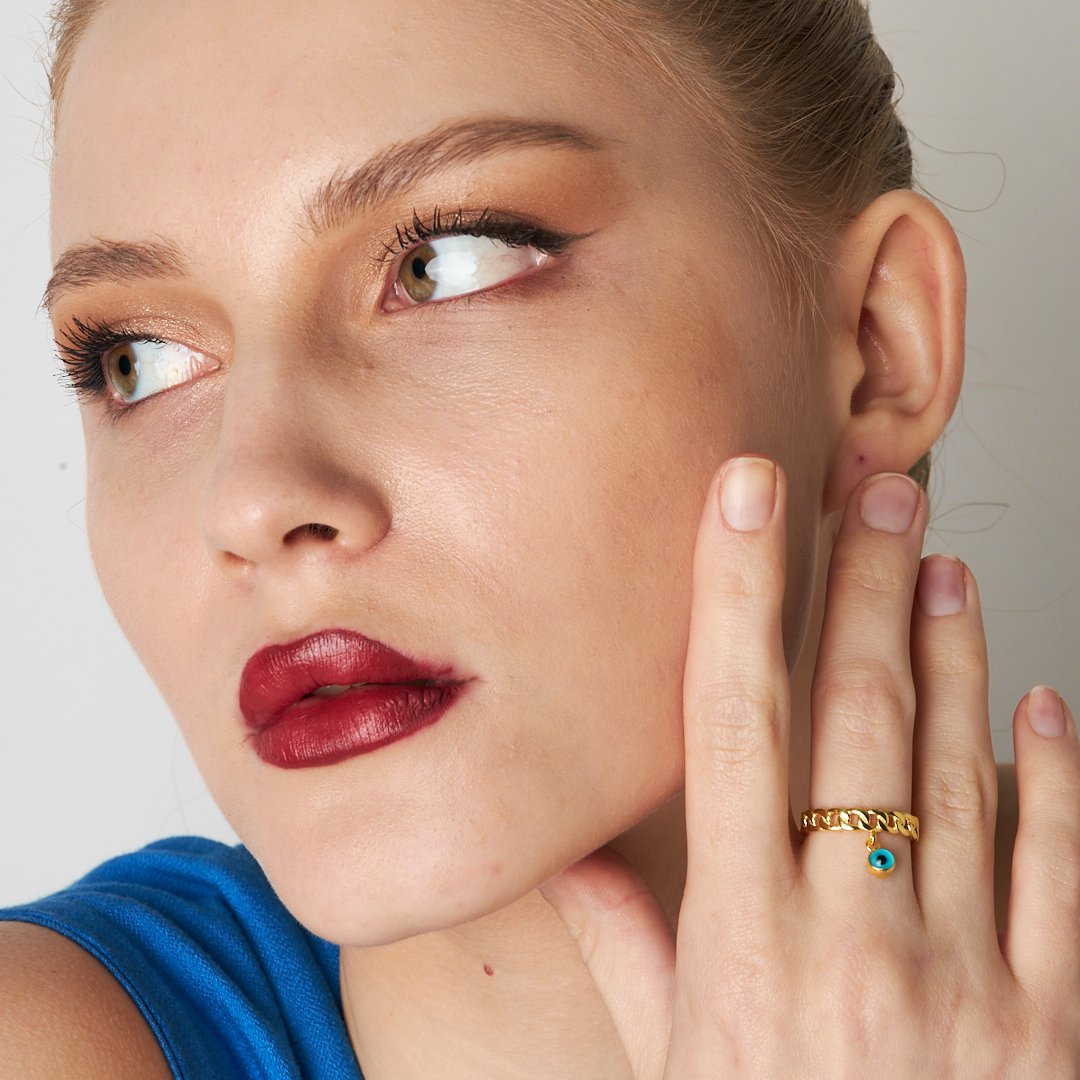 Nazar Gözlü Yüzük - 925 GÜMÜŞ