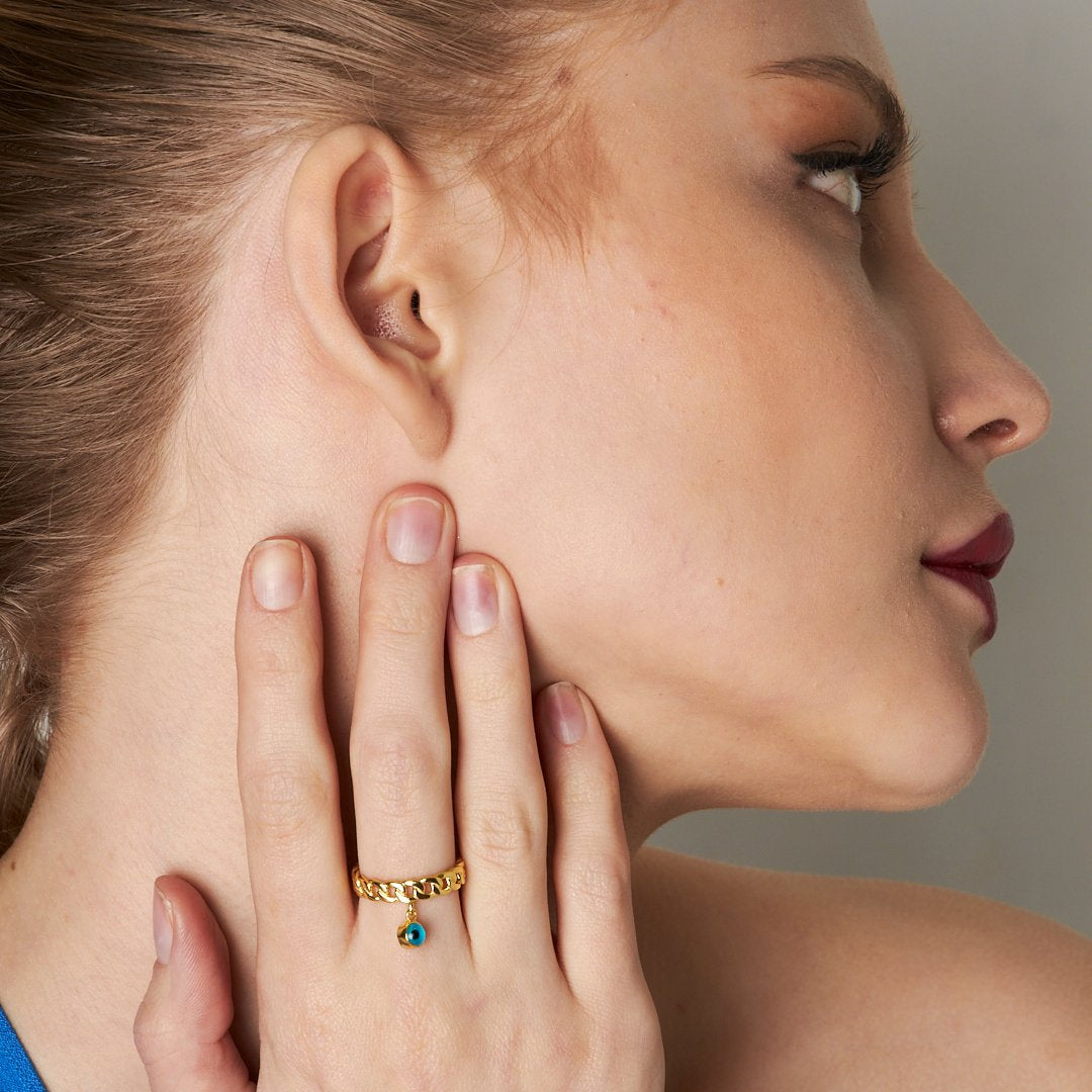 Nazar Gözlü Yüzük - 925 GÜMÜŞ