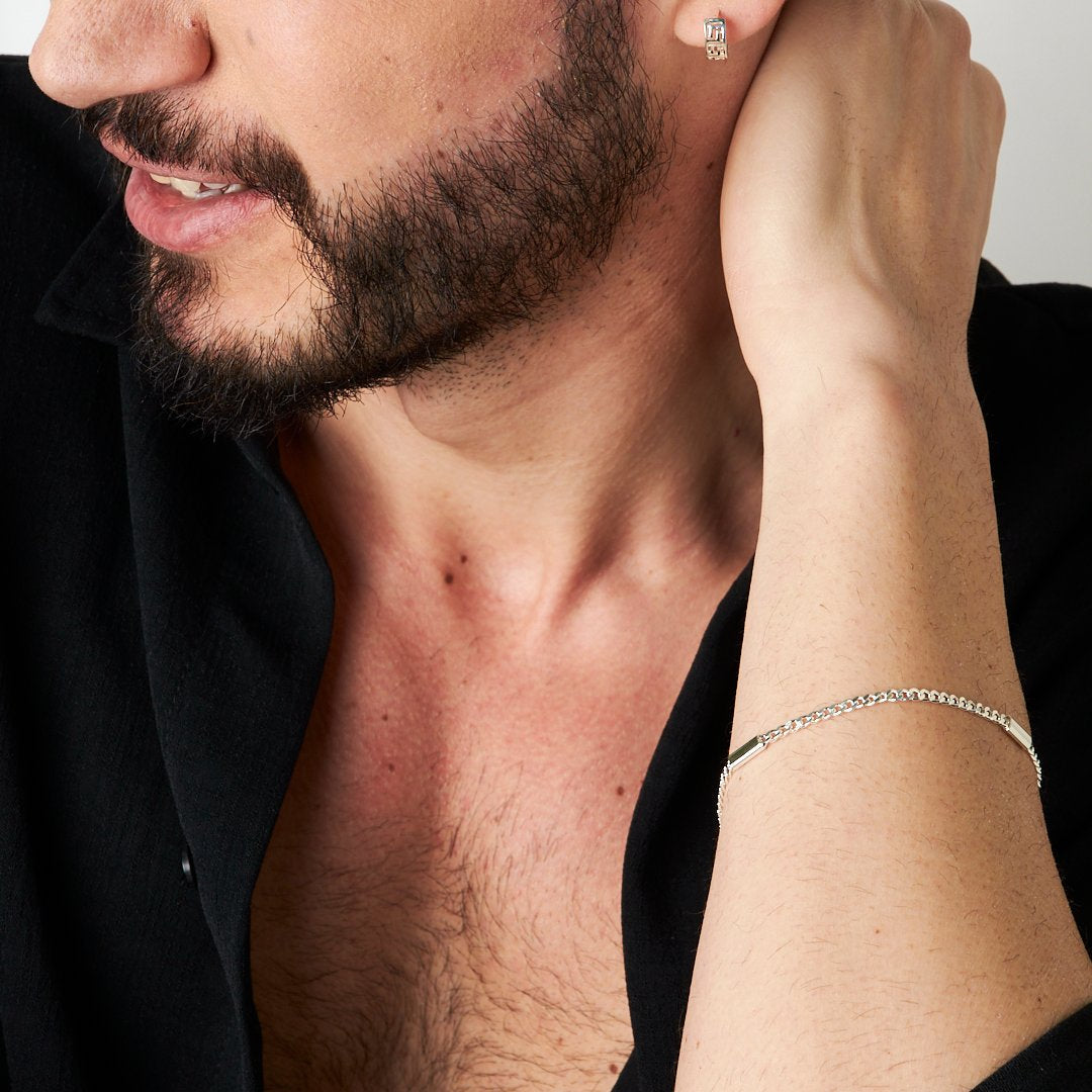 Parçalı Gurme Zincir Bileklik - 925 GÜMÜŞ