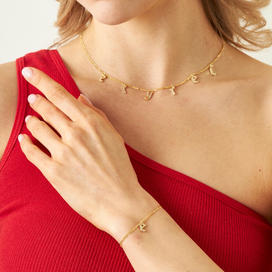 Zirkon Taşlı Harf Kolye - 925 GÜMÜŞ