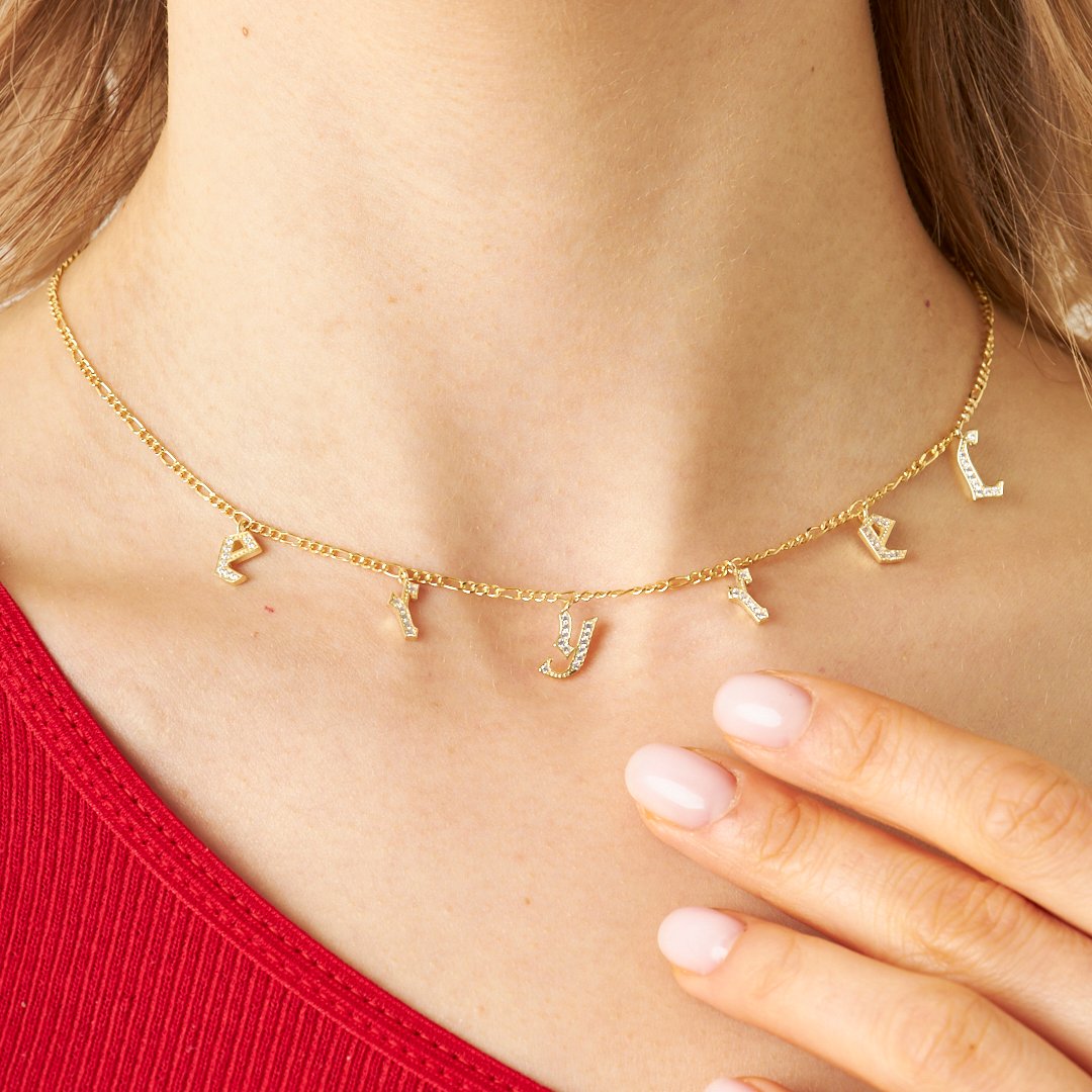 Zirkon Taşlı Harf Kolye - 925 GÜMÜŞ