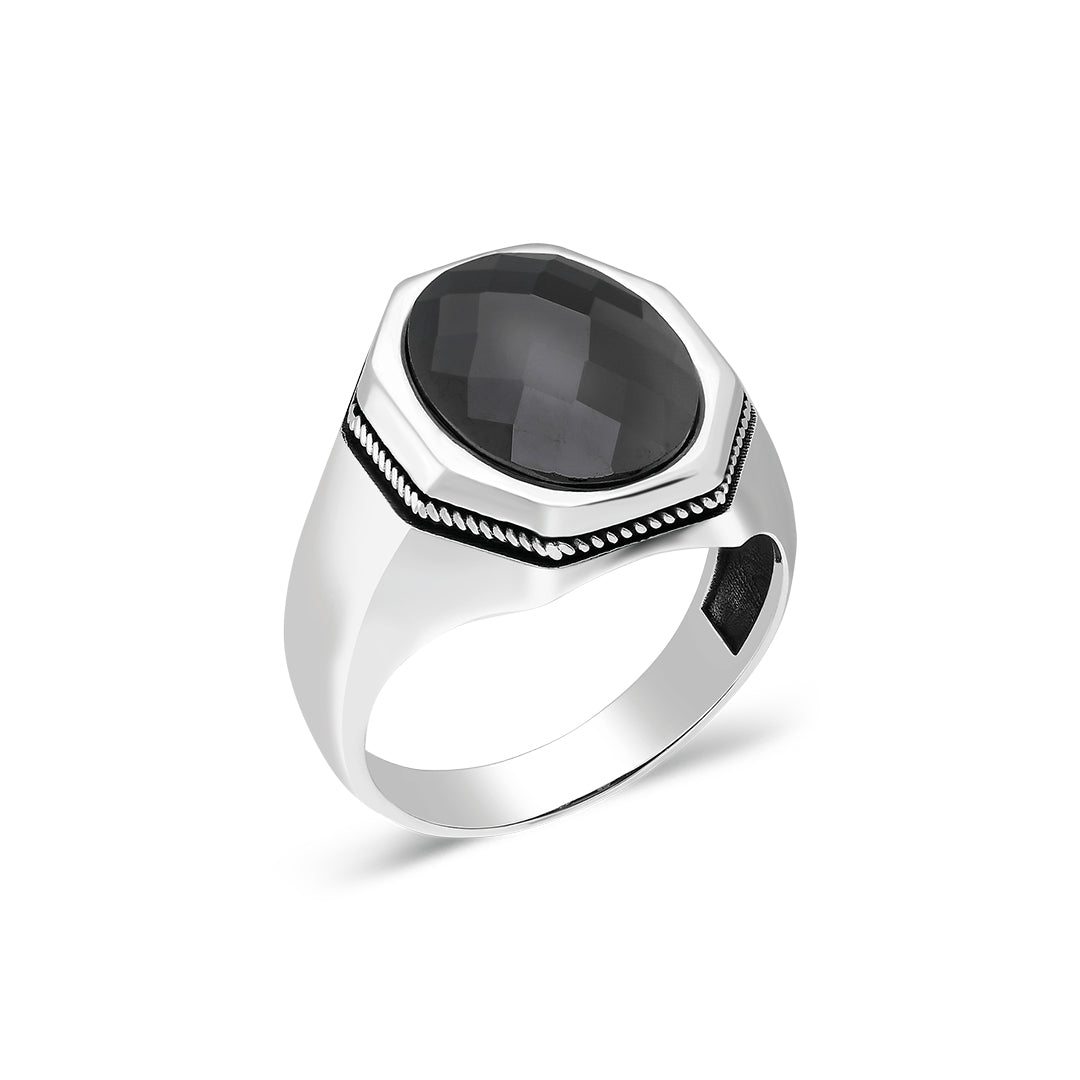 Kristal Sekizgen Yüzük - 925 GÜMÜŞ
