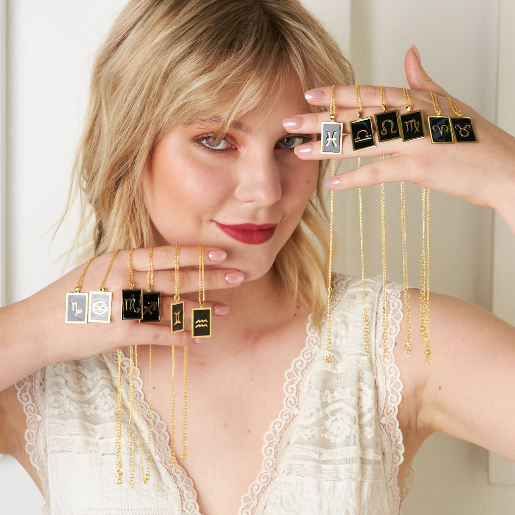 Renkli Dikdörtgen Yay Burcu Kolyesi - 925 GÜMÜŞ