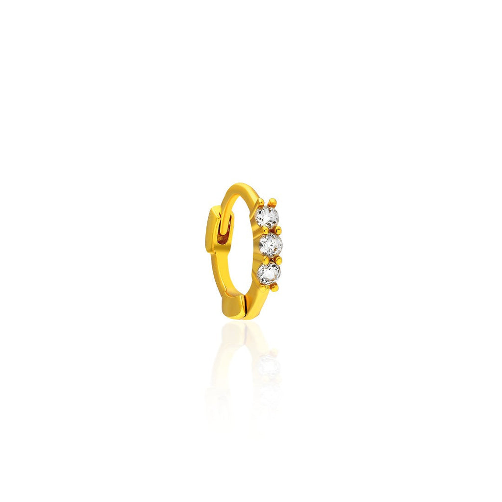 Minimal Üç Taş Piercing - 925 GÜMÜŞ