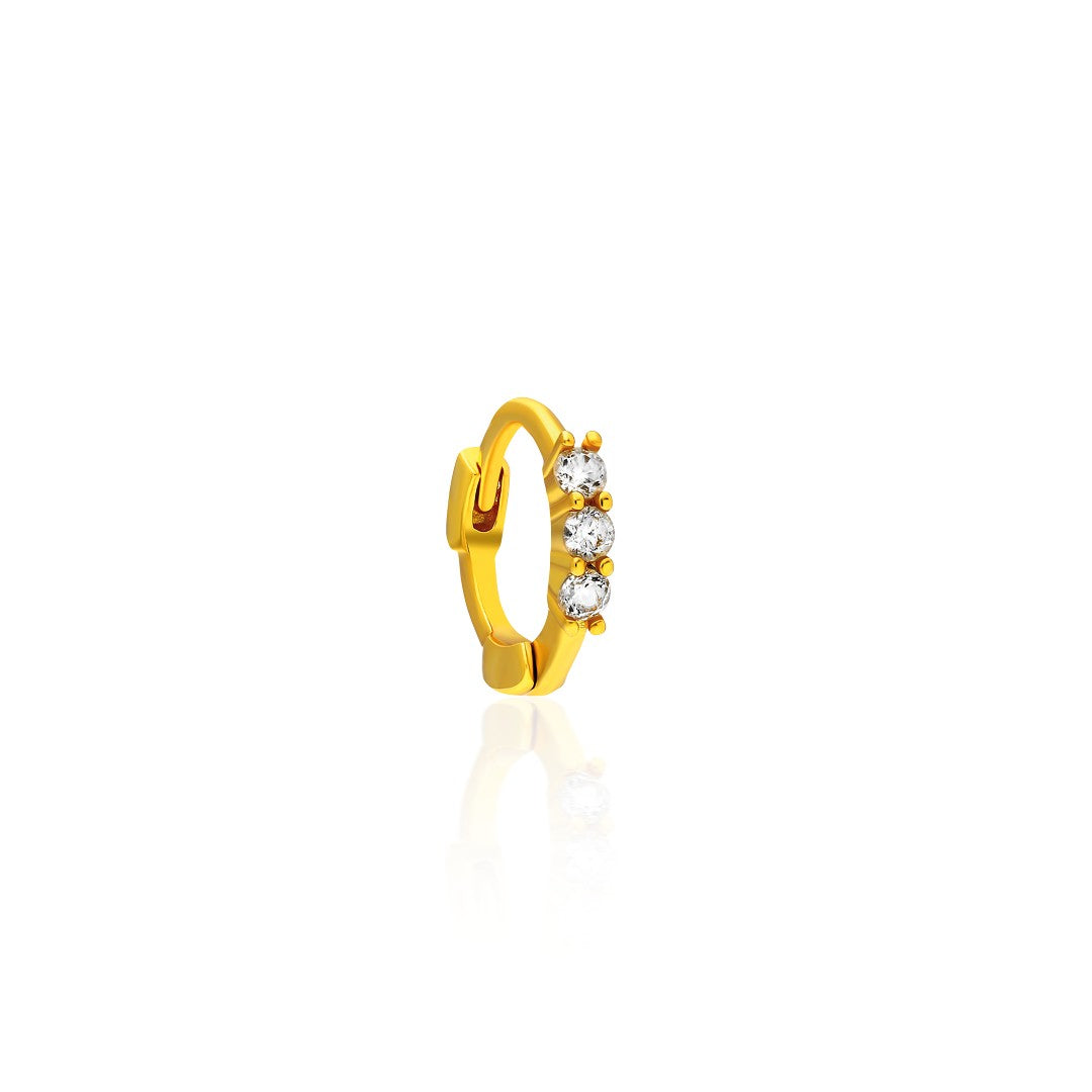 Minimal Üç Taş Piercing - 925 GÜMÜŞ