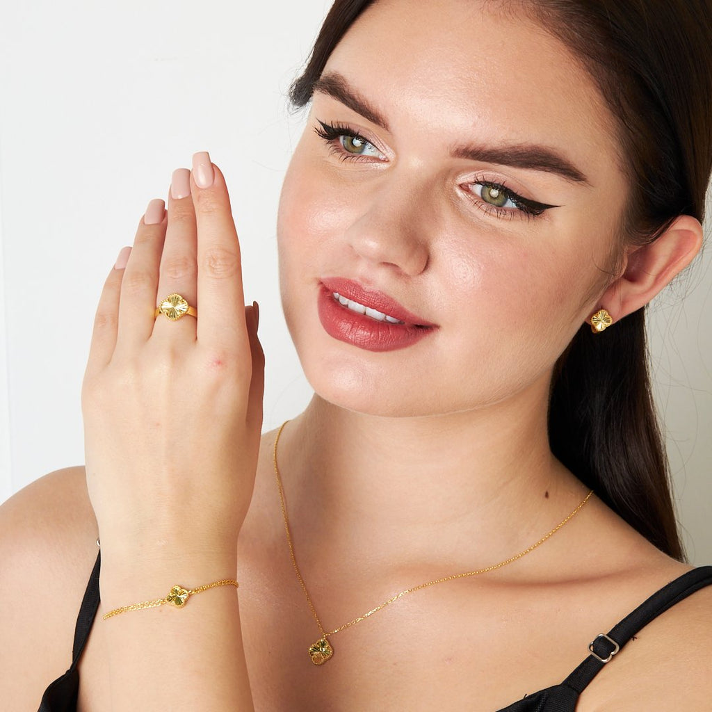 Parlak Taşlı Yonca Set - 925 GÜMÜŞ