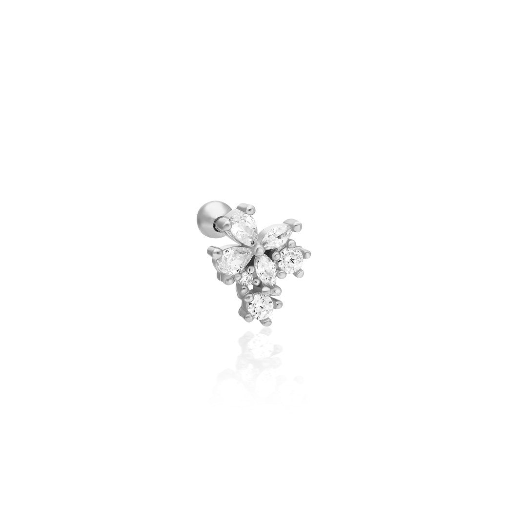 Zirkon Taşlı Titanyum Piercing - 925 GÜMÜŞ