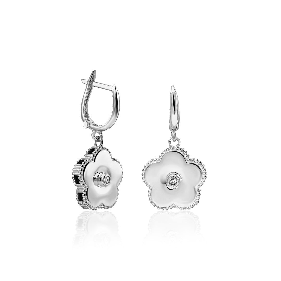 Taşlı Papatya Küpe - 925 GÜMÜŞ