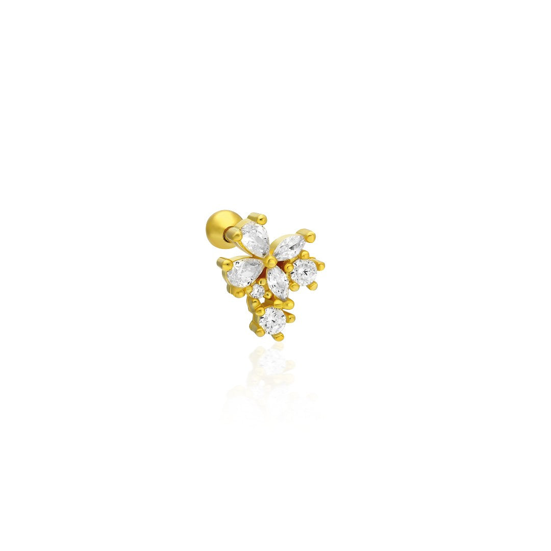 Zirkon Taşlı Titanyum Piercing - 925 GÜMÜŞ