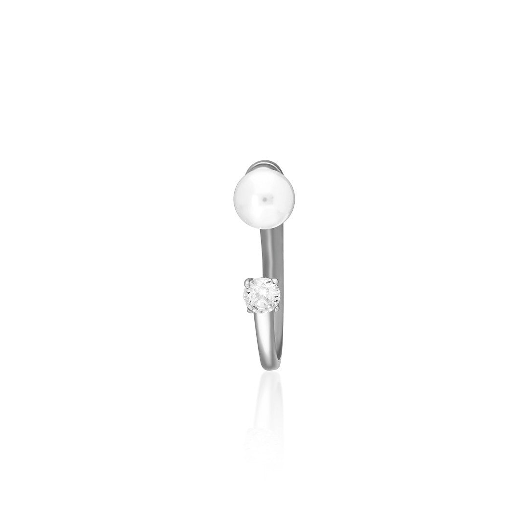 Minimal İncili Yarım Küpe - 925 GÜMÜŞ
