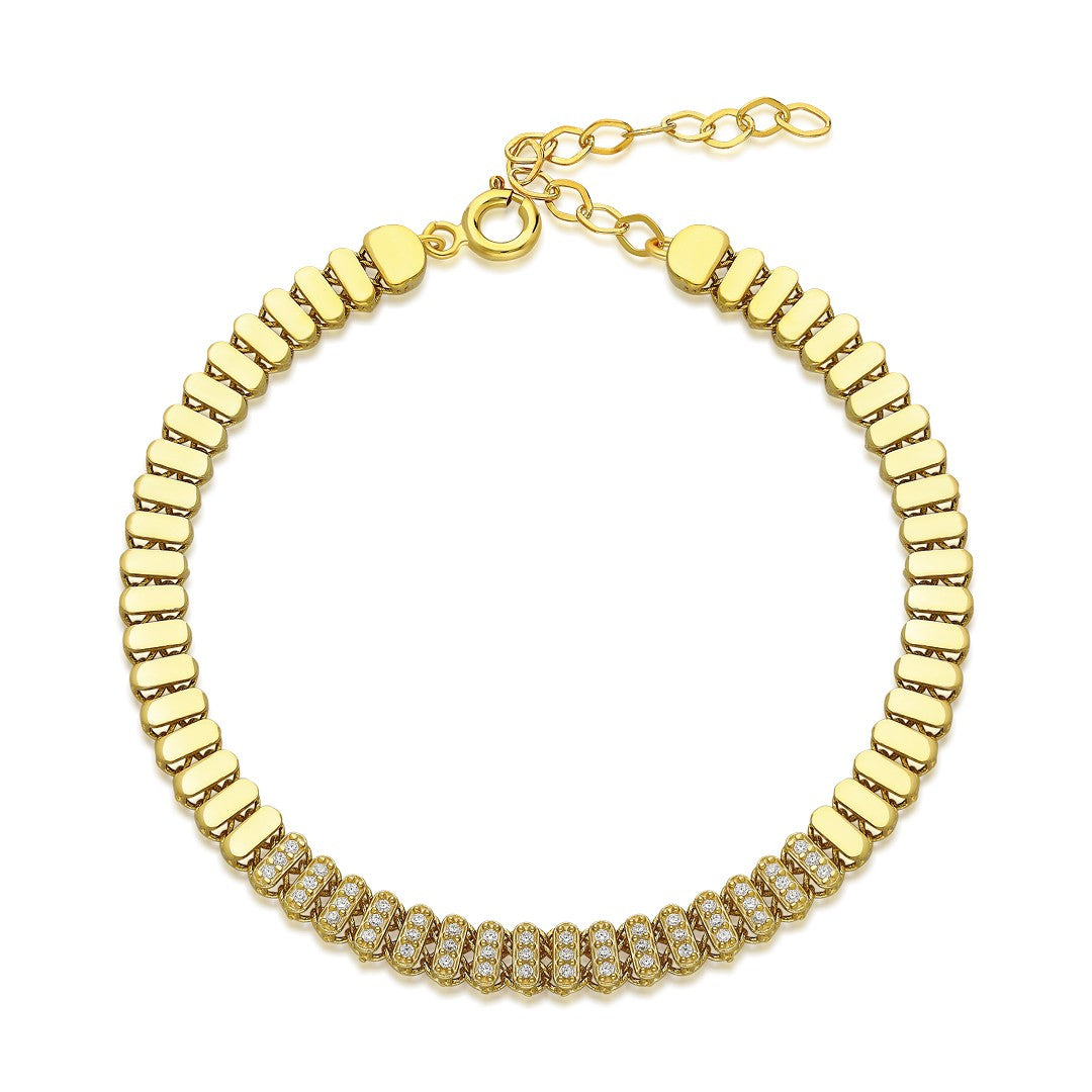 Ortası Taşlı Şerit Bileklik - 925 GÜMÜŞ