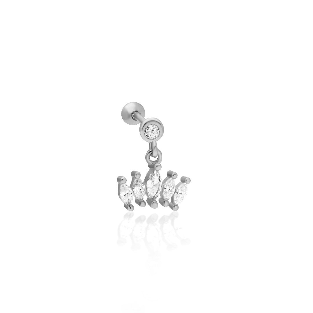 Zirkon Taşlı Piercing - 925 GÜMÜŞ