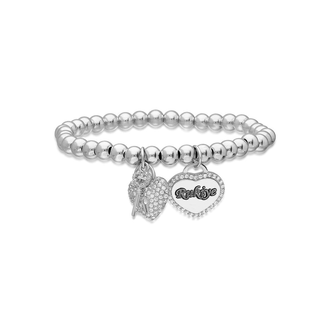 Charm Zirkon Kalp İsimli Bileklik - 925 GÜMÜŞ
