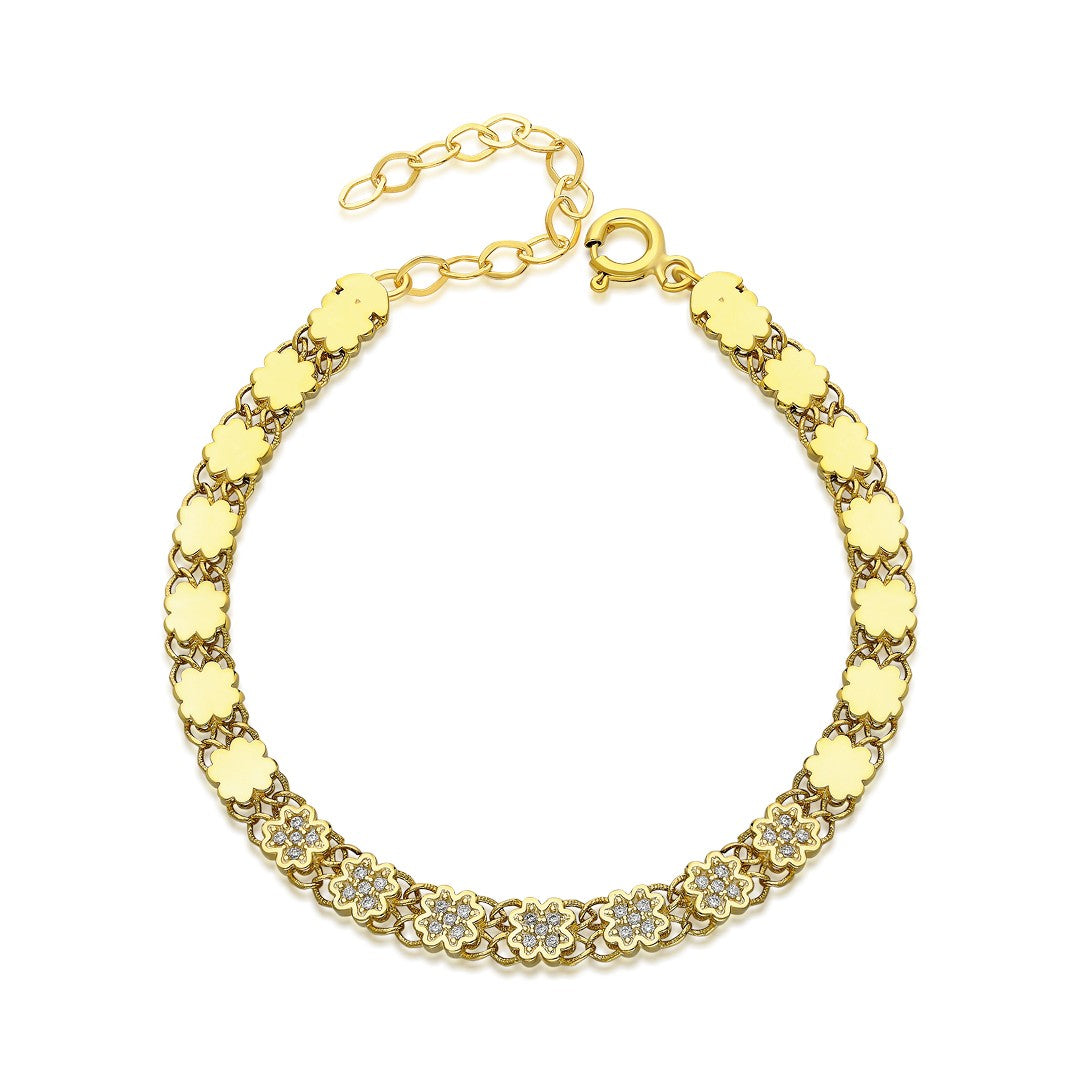 Yarı Dğerli Taşlı Yaprak Zincir Bileklik - 925 GÜMÜŞ