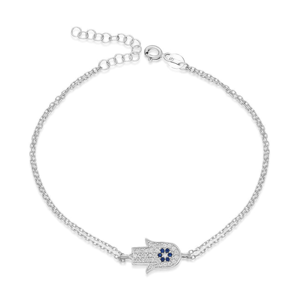 Taşlı Fatma Ana Eli Bileklik - 925 GÜMÜŞ