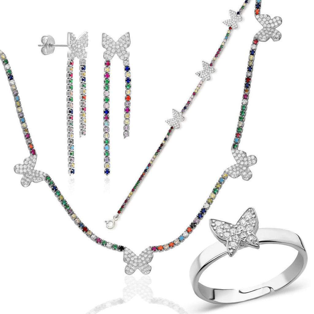 Kelebek Taşlı Set - 925 GÜMÜŞ