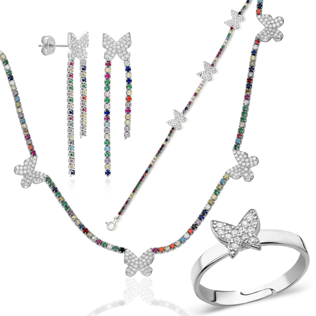 Kelebek Taşlı Set - 925 GÜMÜŞ