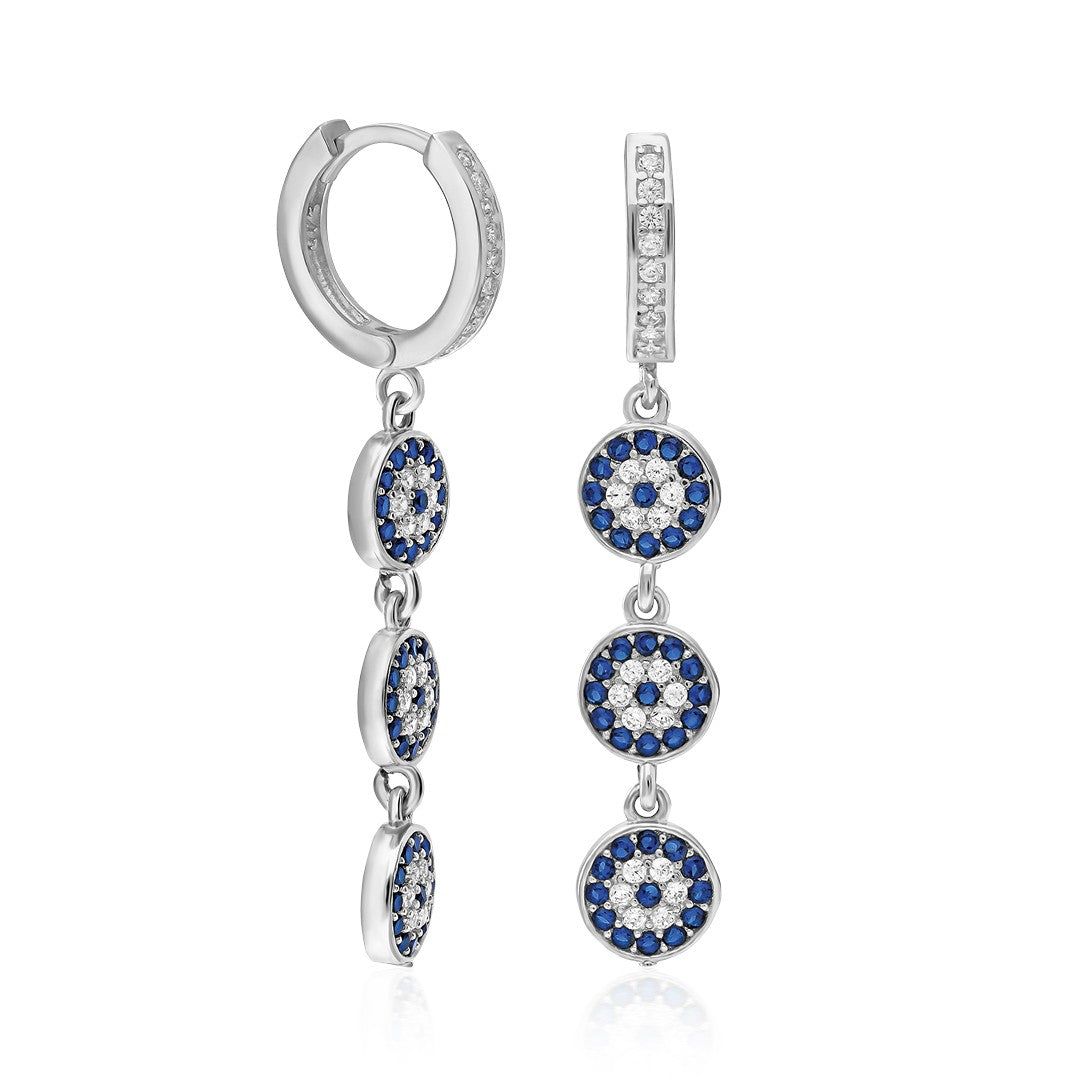 Sıralı Nazar Küpe - 925 GÜMÜŞ