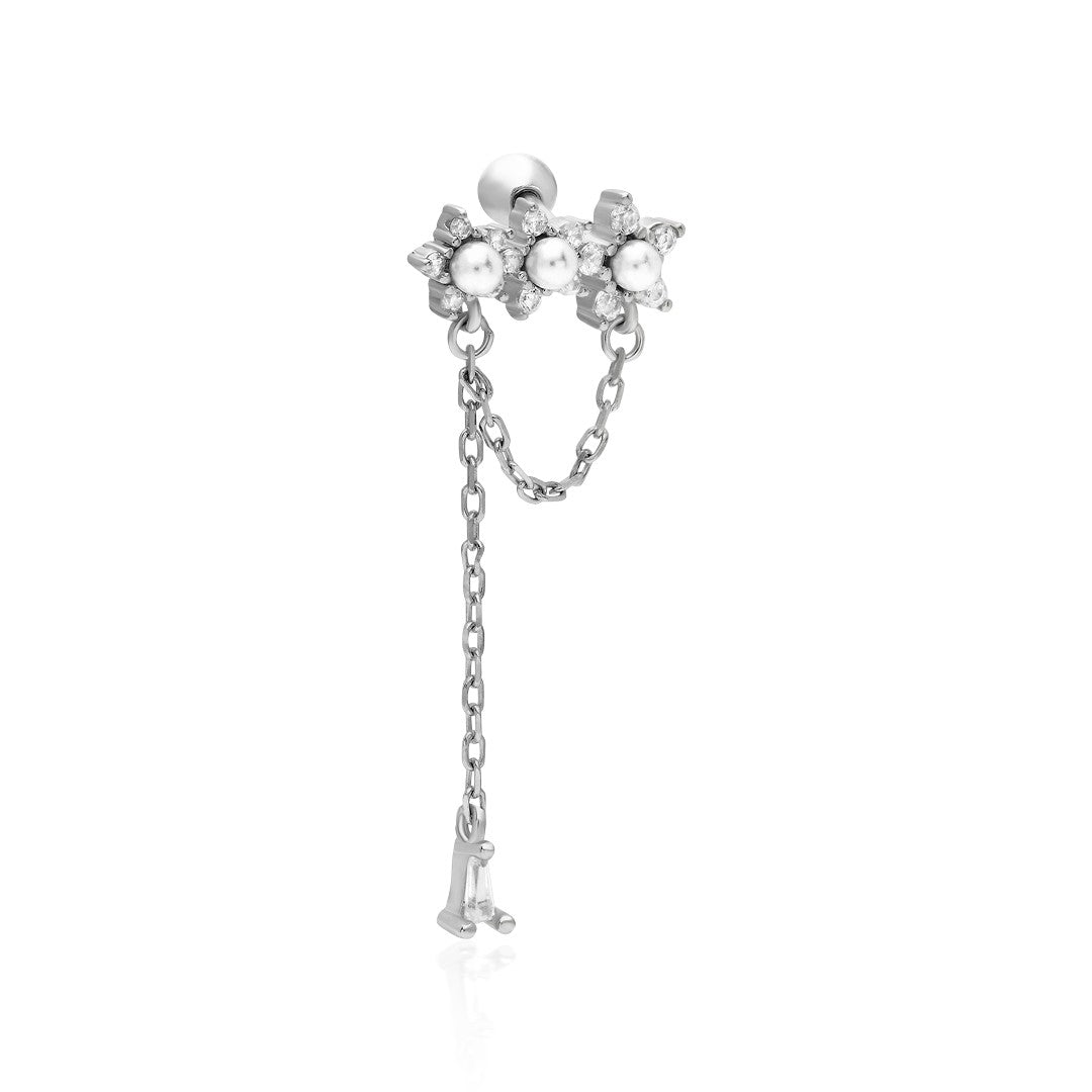 Taşlı Zincir Piercing - 925 GÜMÜŞ