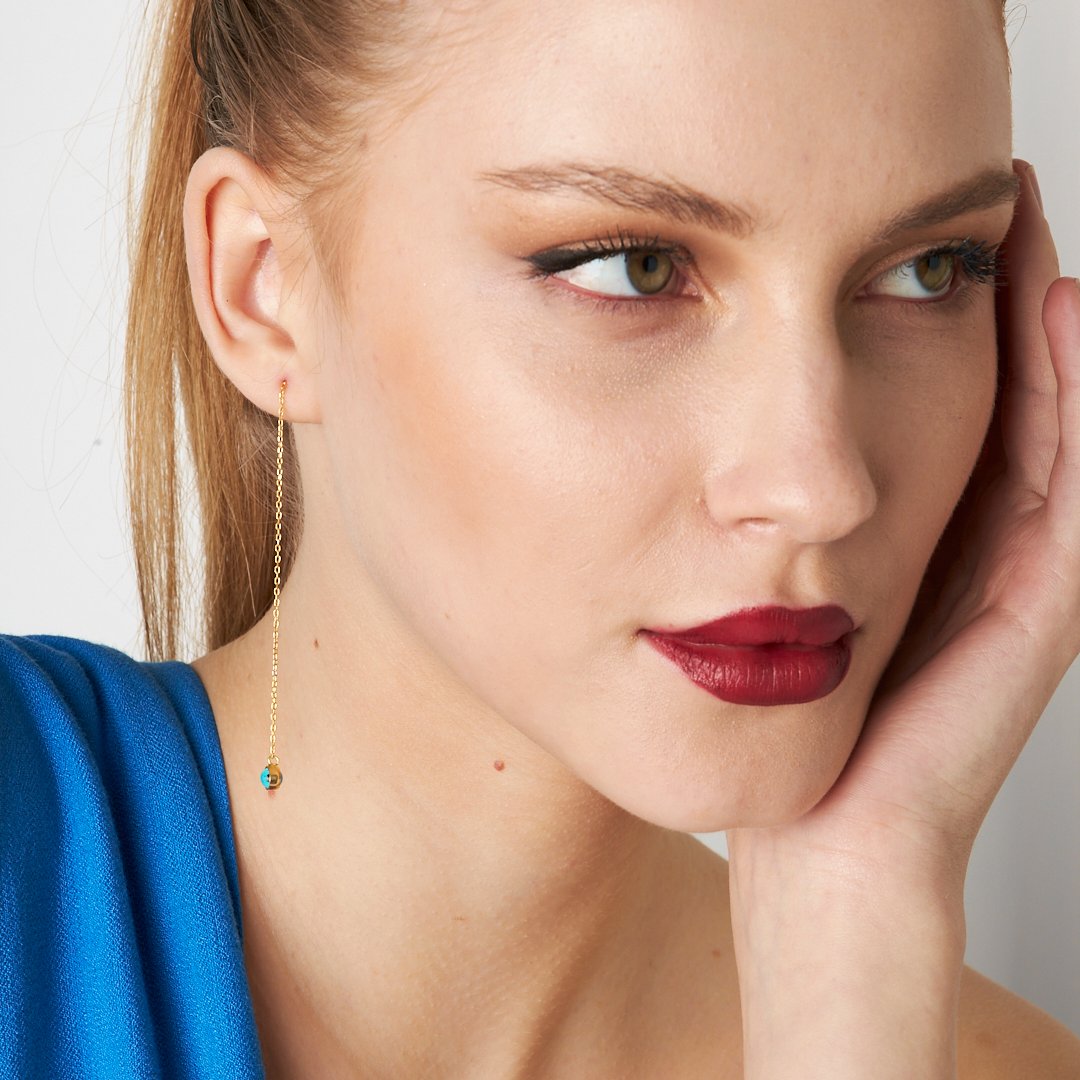 Nazar Sarkan Zincir Küpeler - 925 GÜMÜŞ