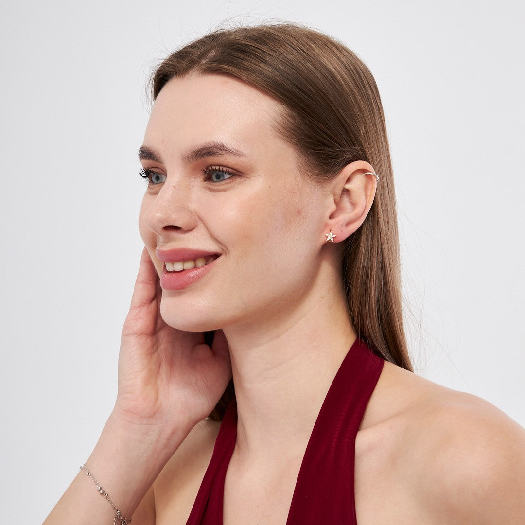 Parıltılı Çiçek Piercing - 925 GÜMÜŞ