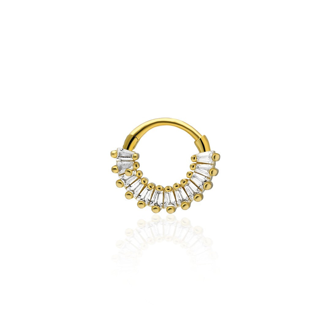 Baget Sıralı Yuvarlak Piercing - 925 GÜMÜŞ