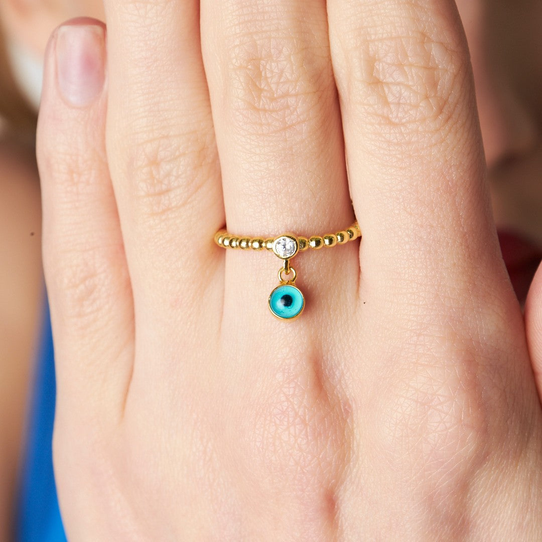 Nazar Taşlı Yüzük - 925 GÜMÜŞ