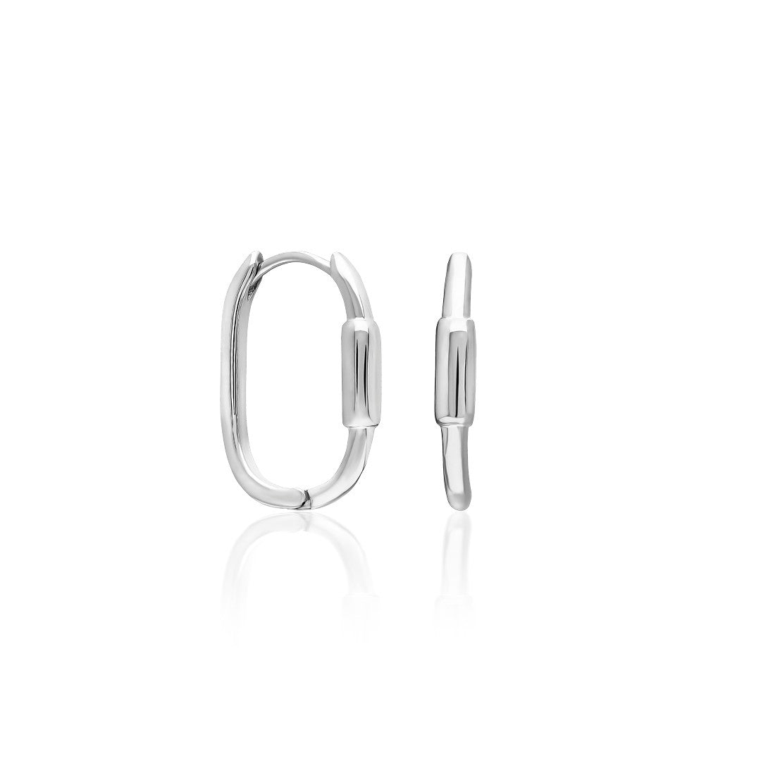 Oval Silindirik Halka Küpeler - 925 GÜMÜŞ