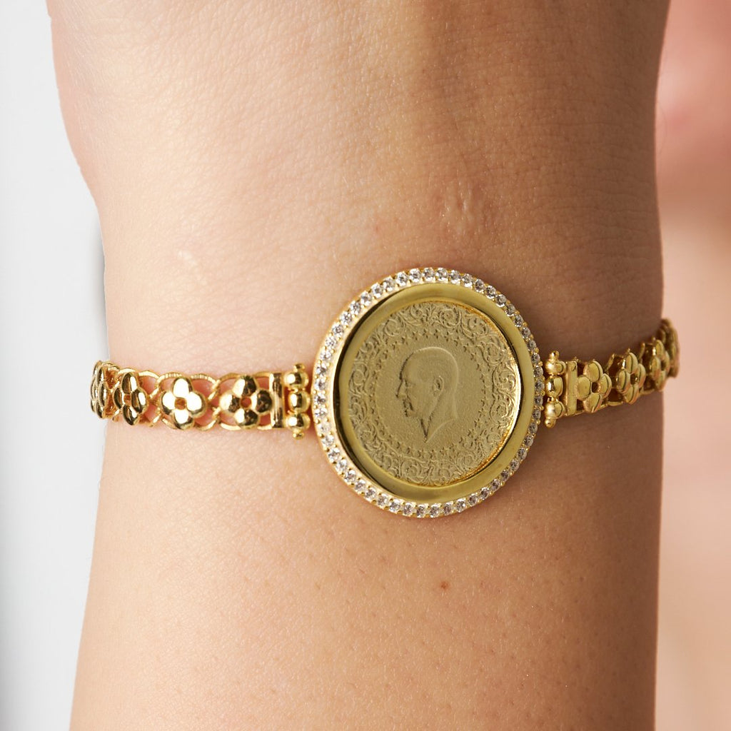 Taş Çerçeveli Dört Yapraklı Yonca Zincir Bileklik - 925 GÜMÜŞ