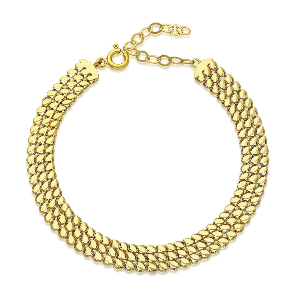 Üç Sıra Pullu Zincir Bileklik - 925 GÜMÜŞ