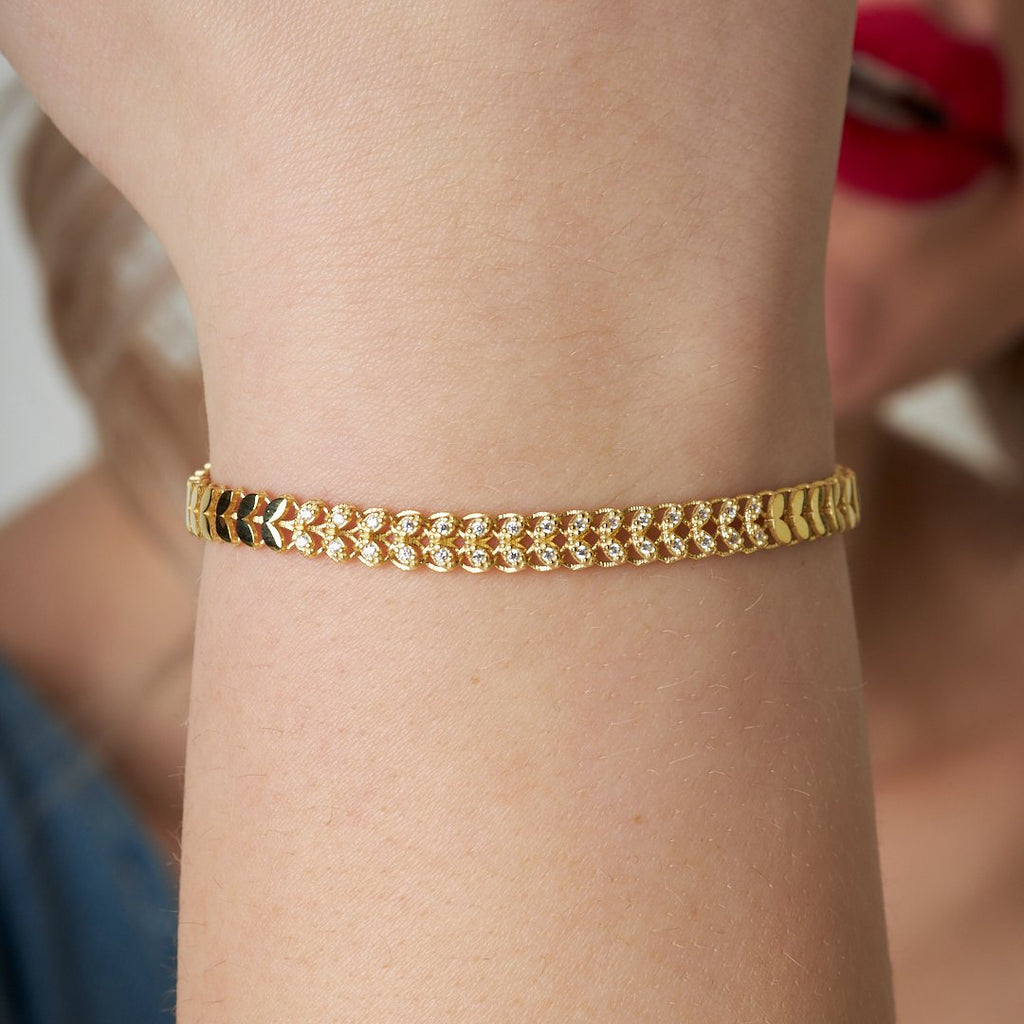 Yarım Taş Başak Bileklik - 925 GÜMÜŞ