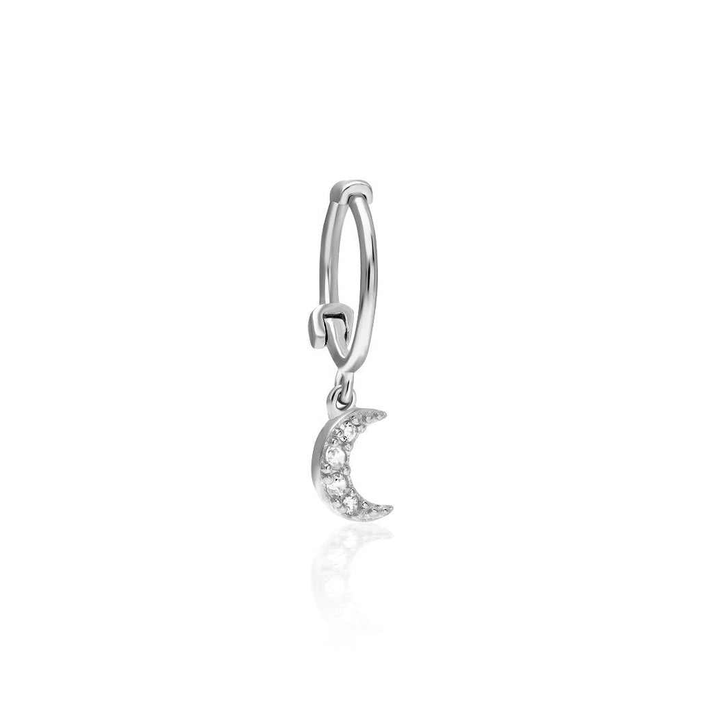 Taşlı Ay Piercing - 925 GÜMÜŞ