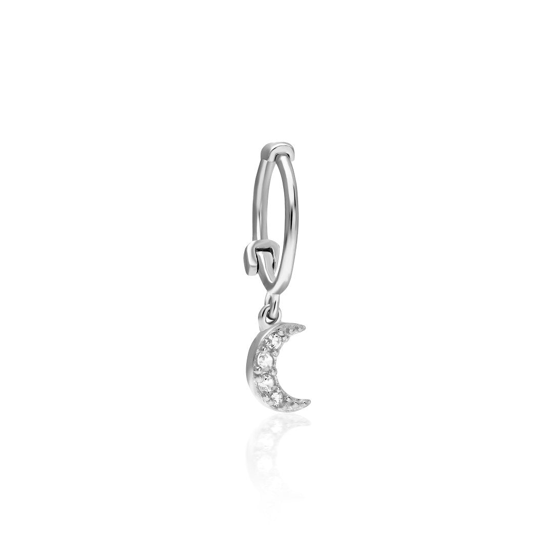 Taşlı Ay Piercing - 925 GÜMÜŞ