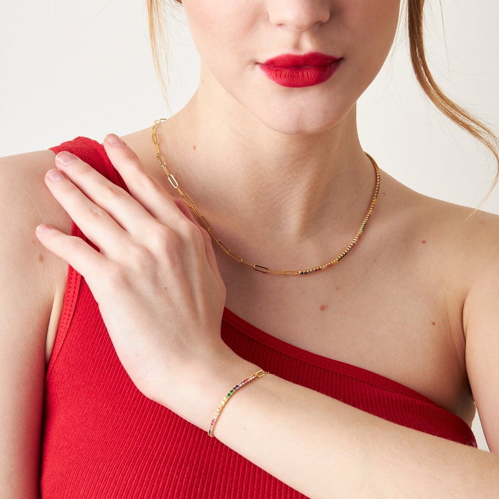 Renkli Su Yolu Zincir Seti - 925 GÜMÜŞ