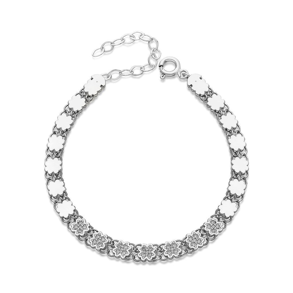 Yarı Dğerli Taşlı Yaprak Zincir Bileklik - 925 GÜMÜŞ