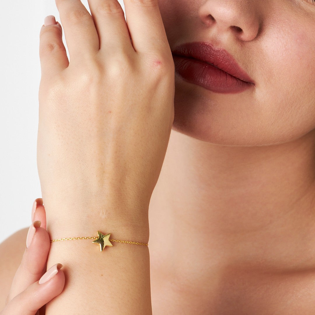 Yıldız Figürlü Sade Bileklik - 925 GÜMÜŞ