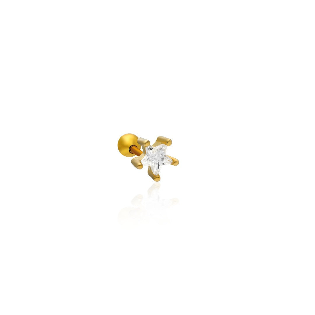 Yıldız Taşlı Trend Piercing - 925 GÜMÜŞ