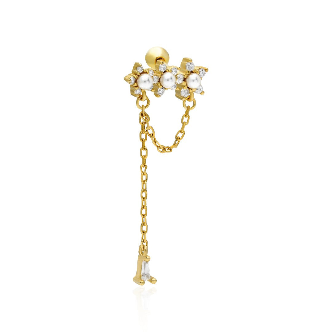 Taşlı Zincir Piercing - 925 GÜMÜŞ