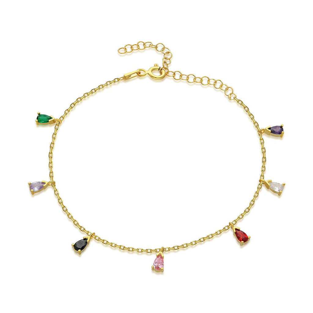 Renkli Gözyaşı Bilezik - 925 GÜMÜŞ