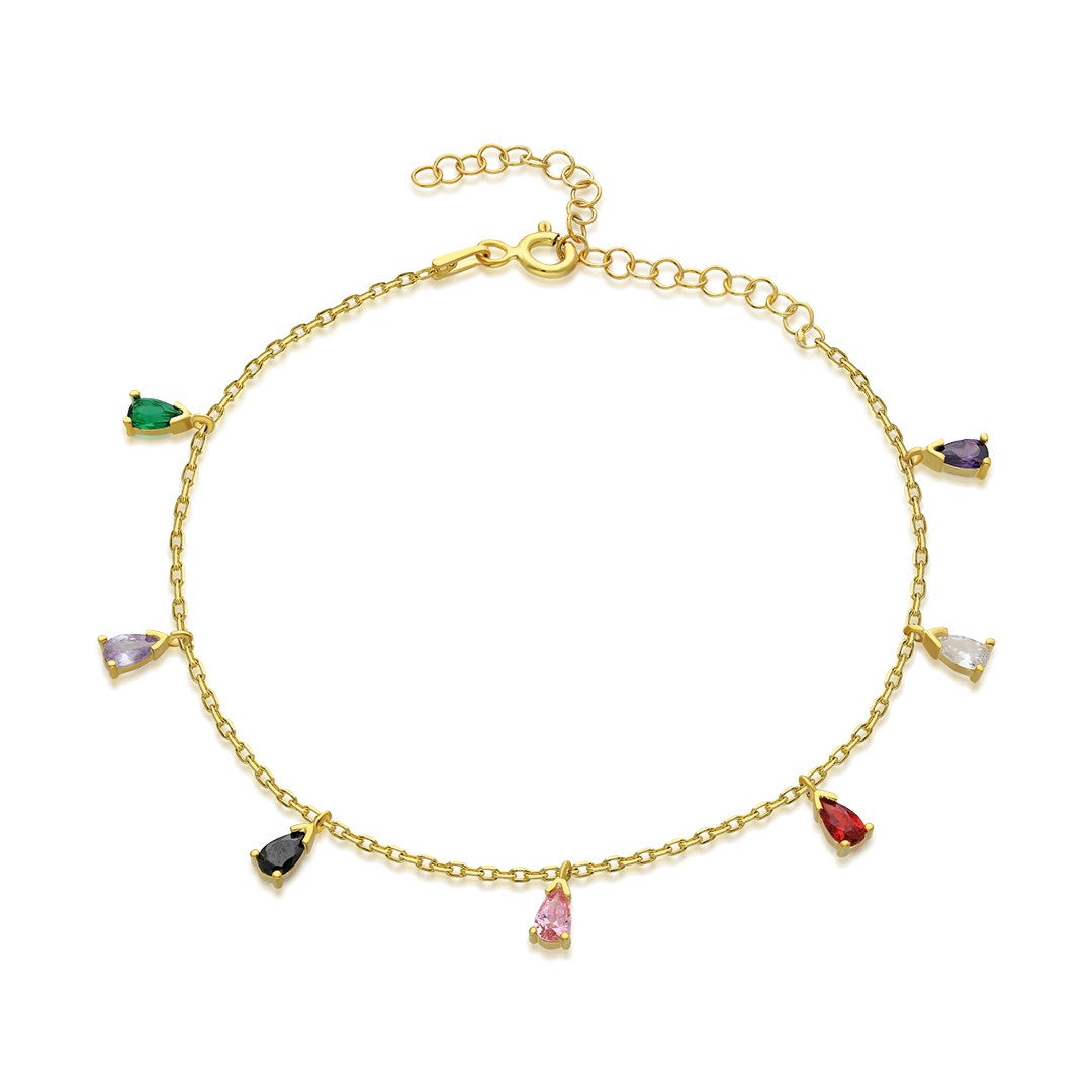 Renkli Gözyaşı Bilezik - 925 GÜMÜŞ