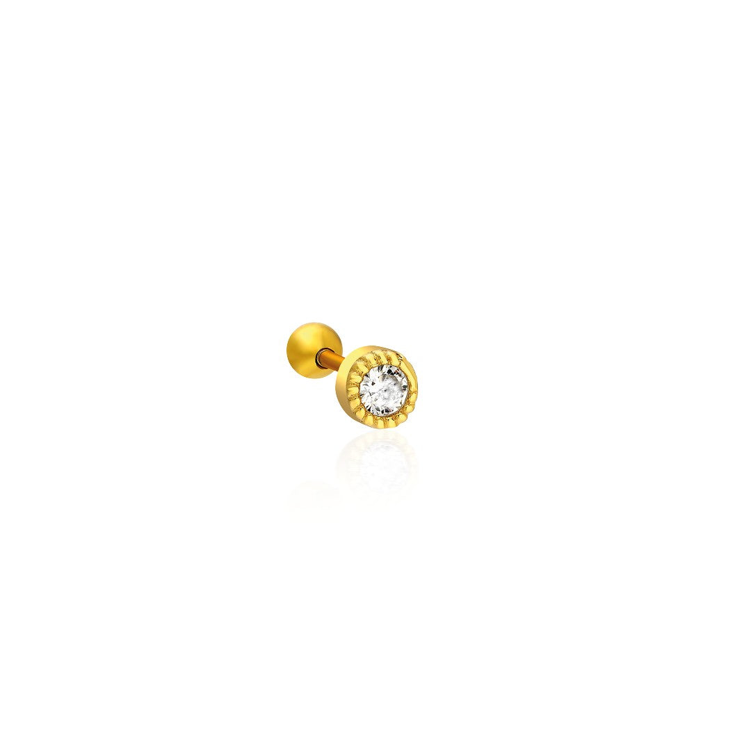 Oval Taş Piercing - 925 GÜMÜŞ