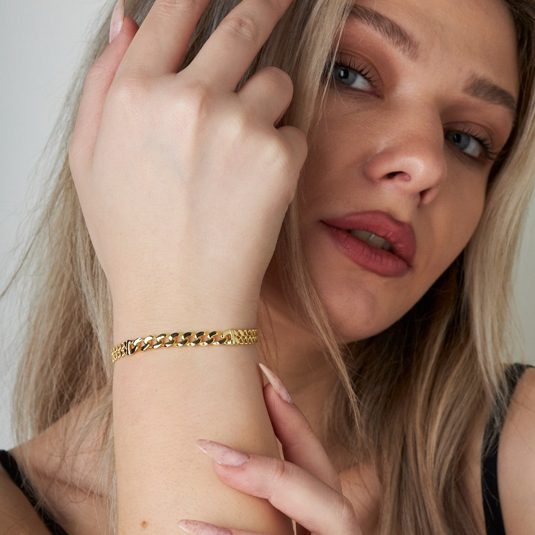 Pullu Basit Zincir Bileklik - 925 GÜMÜŞ