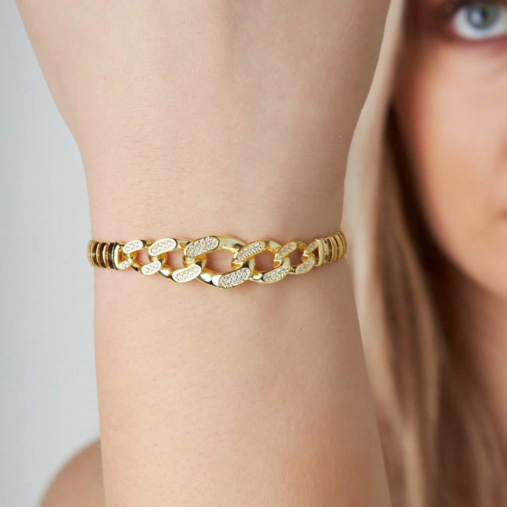 Taşlı Gurme Balıksırtı Bileklik - 925 GÜMÜŞ