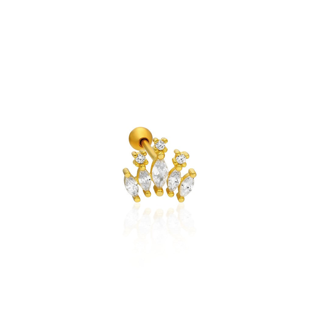 Beş Taşla Piercing - 925 GÜMÜŞ