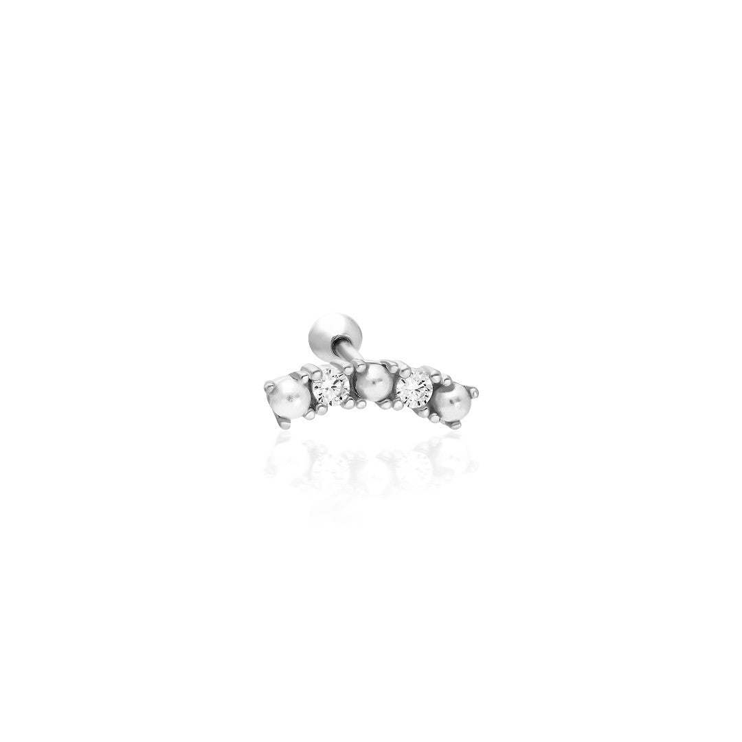 Beş İnci Taşla Piercing - 925 GÜMÜŞ
