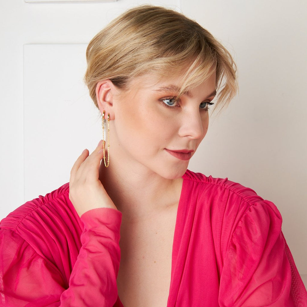 Toplu Zincir Küpe - 925 GÜMÜŞ