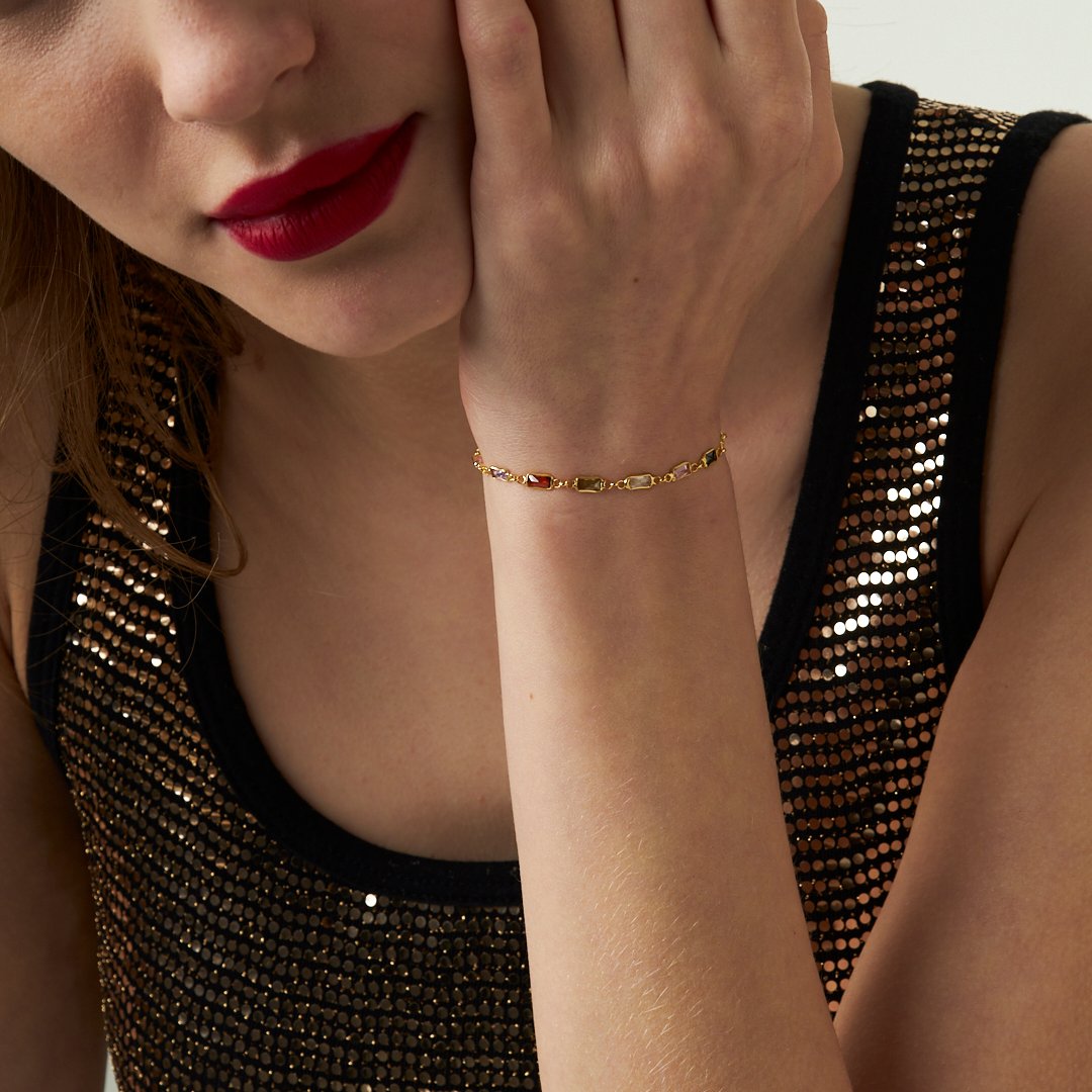 Renkli Baget Bilezik - 925 GÜMÜŞ