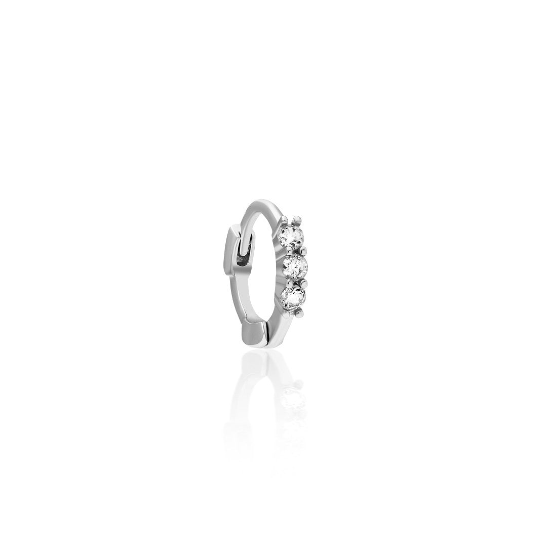 Minimal Üç Taş Piercing - 925 GÜMÜŞ